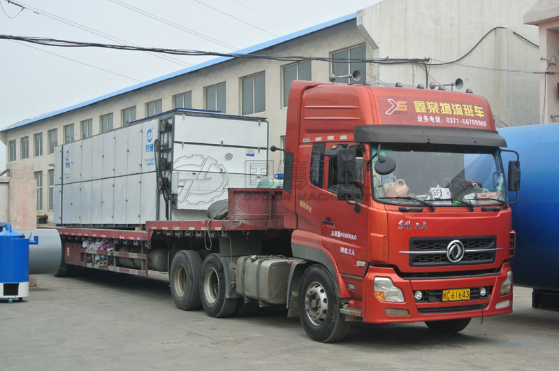 河南周口客戶訂購的一臺9米4層網帶式黃蜀葵烘干機發貨圖片